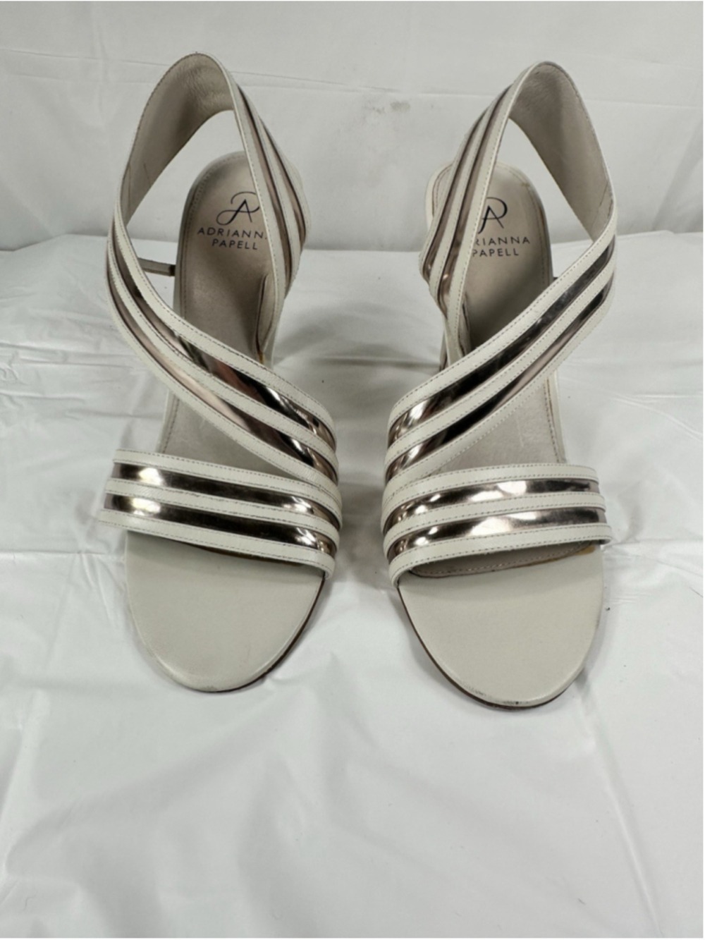 Adrianna Papell Womens Sz 10 M 40 Edison Vanilla Leather Open Toe Heels Shoes